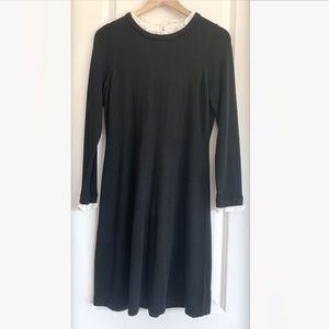 Tahari Black Sweater dress with ruffled white sleeves – Size M